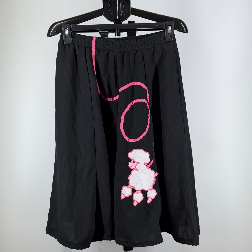 Alexander Campbell Black Poodle‎ Skirt Pink White Applique Vintage Style Size 4
